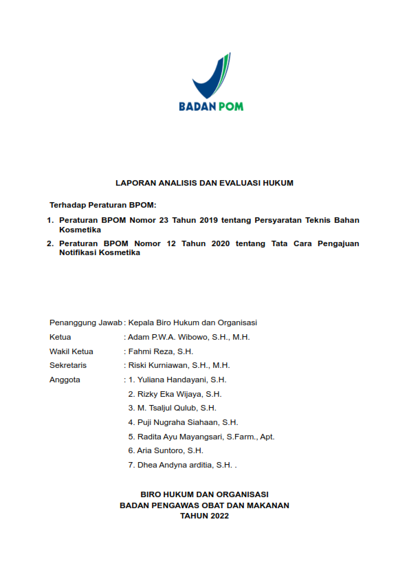 JDIH Biro Hukum Dan Organisasi - Badan POM RI